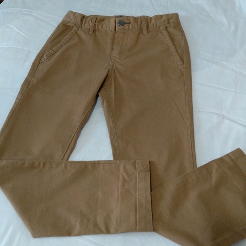 Gap kids skinny stretch mid rise flat front regular khaki boys dress pants Sz 8